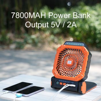 Solar Rechargeable Emergency Fan with LED Light & Power Bank – Portable Camping Fan Bangladesh